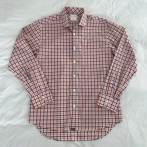 Billy Reid Men’s Plaid Button Down Orange Navy